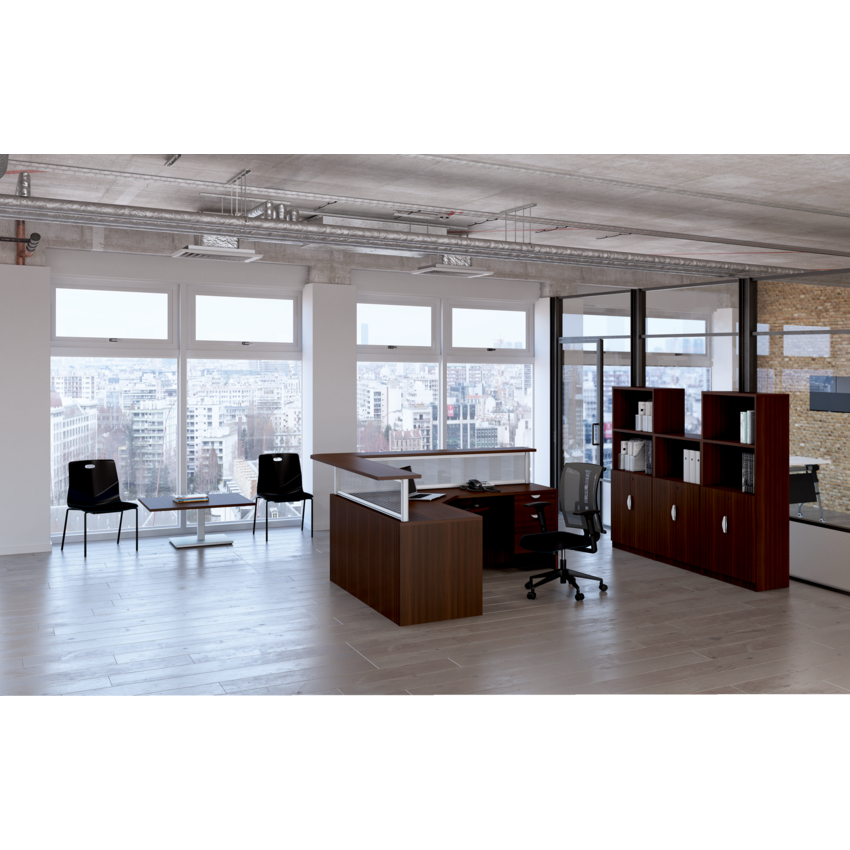 HDL® Innovations Series L-Shape Reception Desk 77"W x 77"D x 42"H Evening Zen