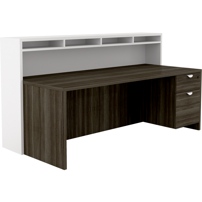 HDL® Innovations Series Reception Desk 73"W x 36-1/2"D x 29"-43"H Grey Dusk and Pure White