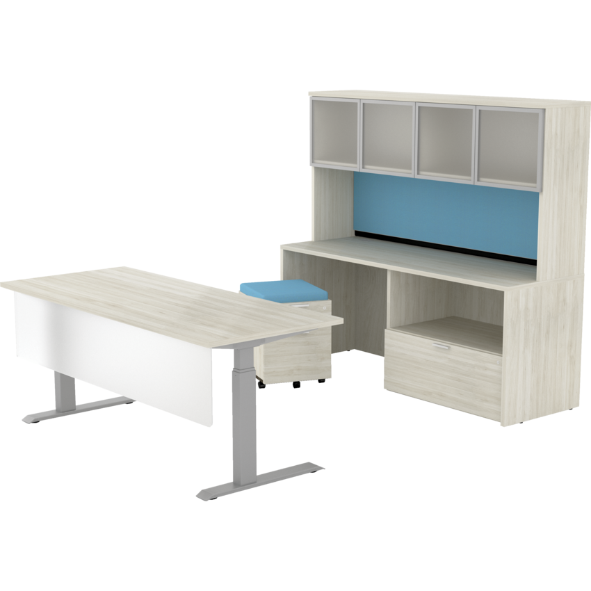 HDL® Innovations Height Adjustable Private Office Suite Winter Wood