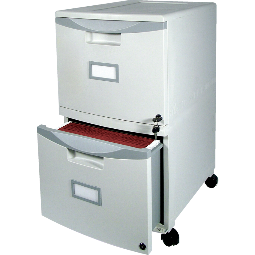Storex® 2 Drawer Plastic Vertical File with Casters Letter Grey