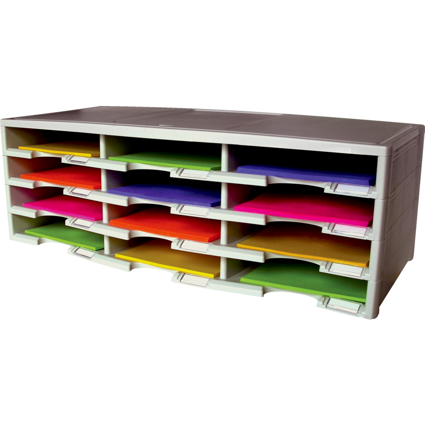 Storex® Literature Organizer 12 Compartments Grey