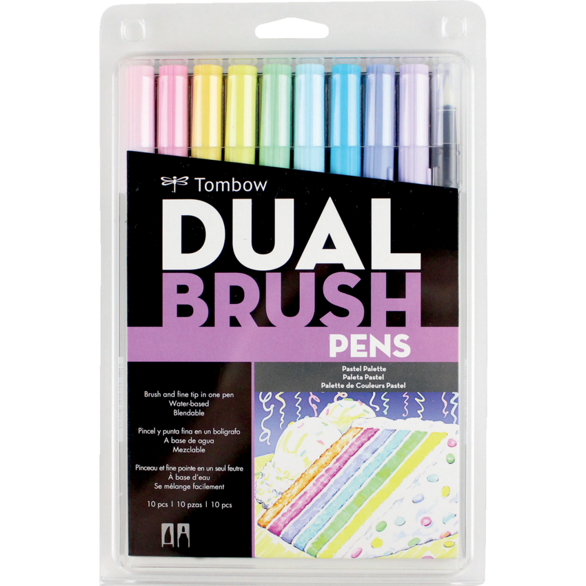 Tombow Dual Brush Pens Assorted Pastel Colours 10/pkg