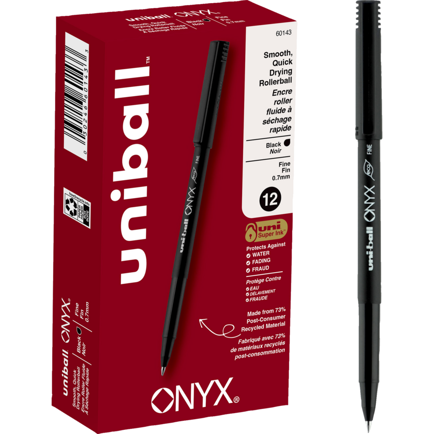 uni-ball® Onyx® Roller Pen 0.7 mm Black 12/box