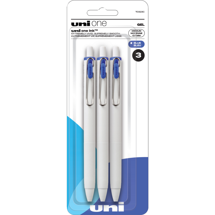 uni-ball® ONE Retractable Gel Pens 0.7 mm Blue 3/pkg