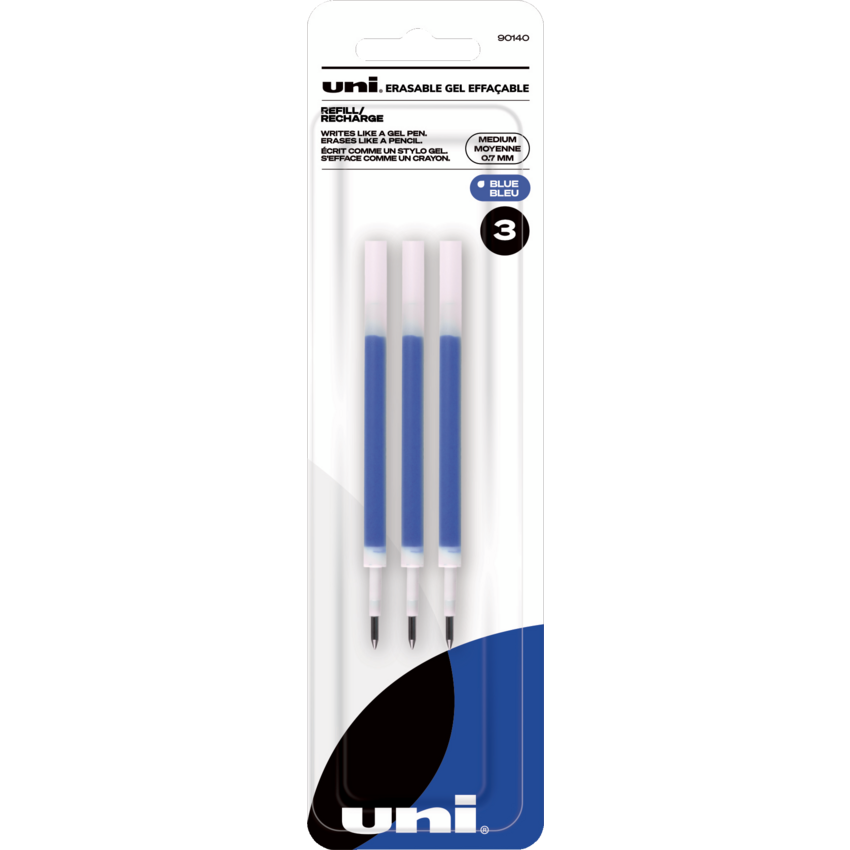 uni-ball® Erasable Gel Retractable and Stick Pen Refills 0.7 mm Blue 3/pkg