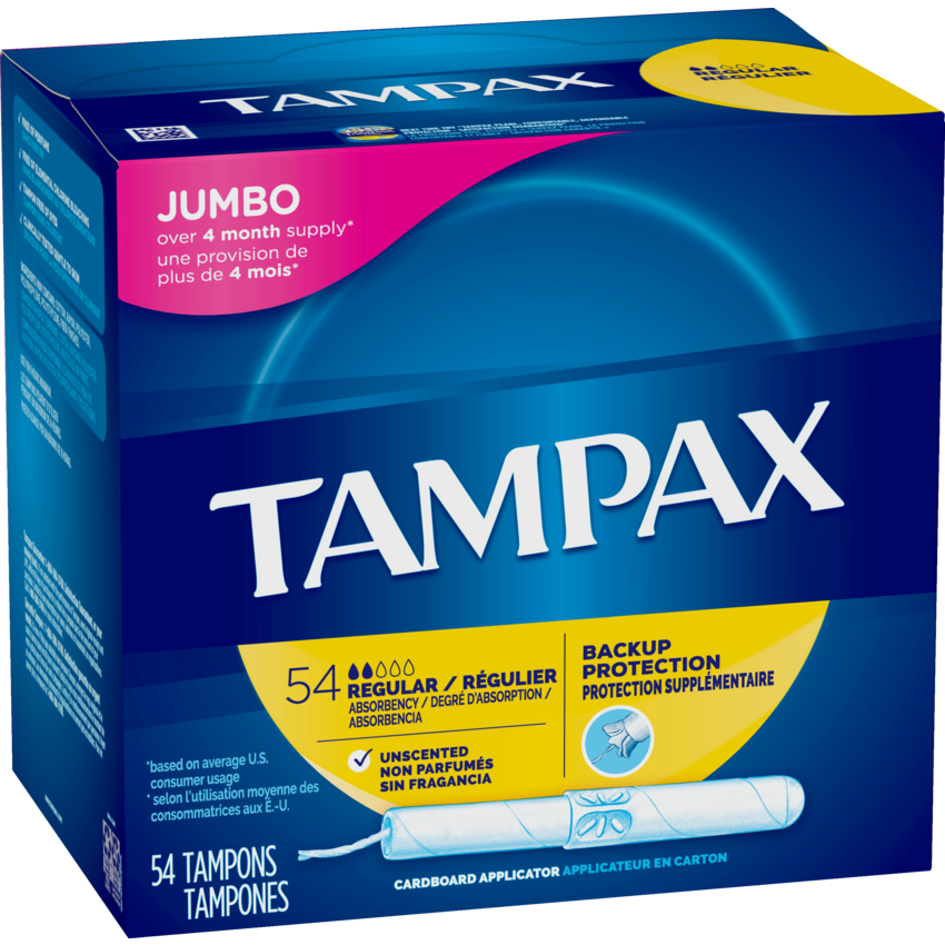 Tampax® Tampons Flushable Regular Unscented 54/box