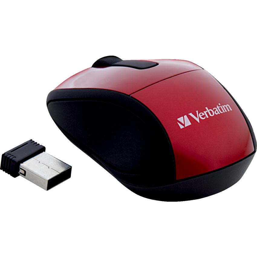 Verbatim® Wireless Mini Travel Optical Mouse Red