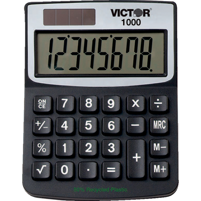 Victor® Hard Case Handheld Calculator 8 Digit Black/Silver