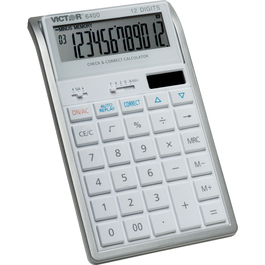 Victor® 6400 Desktop Calculator White with Silver Accents