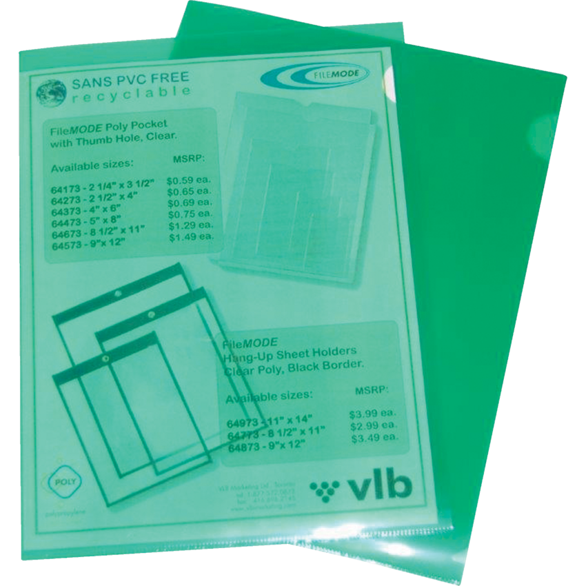 VLB FileMode View Folders 11x8-1/2" Green 10/pkg
