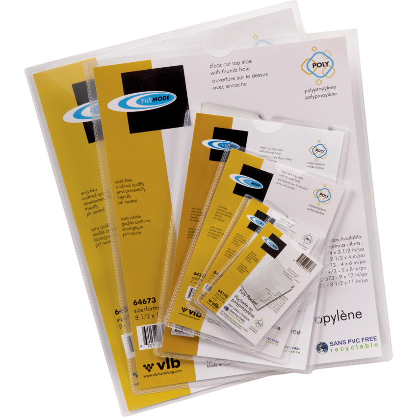 VLB FileMode Poly Pockets Clear 2-1/4" x 3-1/2"