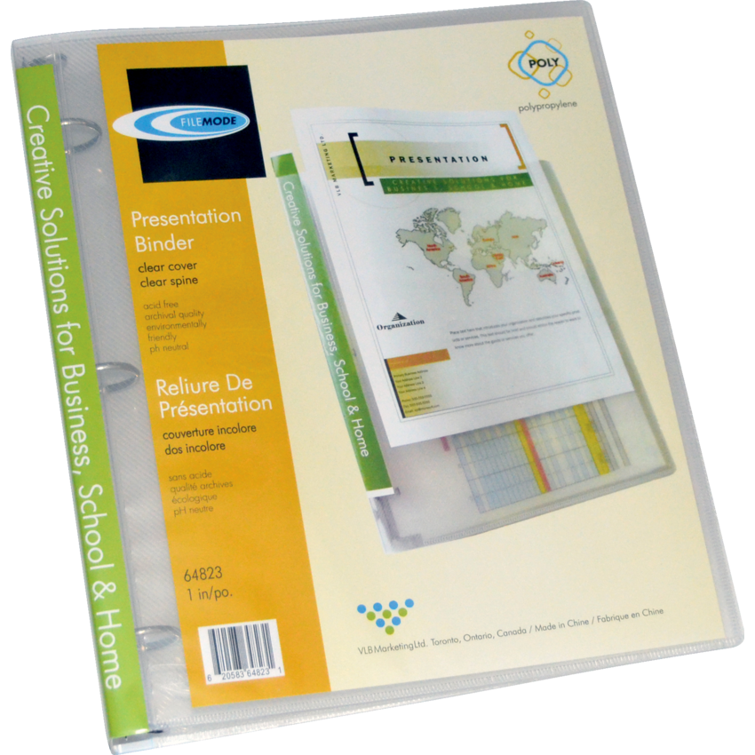 VLB FileMode Presentation Binder 1" Clear Cover