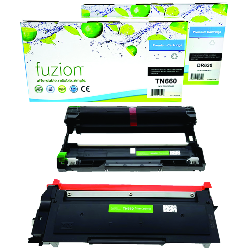 fuzion™ Compatible Laser Cartridge Brother TN660, DR630 Compatible Toner & Drum Combo Black
