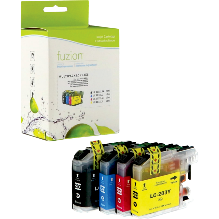fuzion™ Compatible Inkjet Cartridge (Bro LC203XL) Black, Cyan, Magenta, Yellow 4/pkg