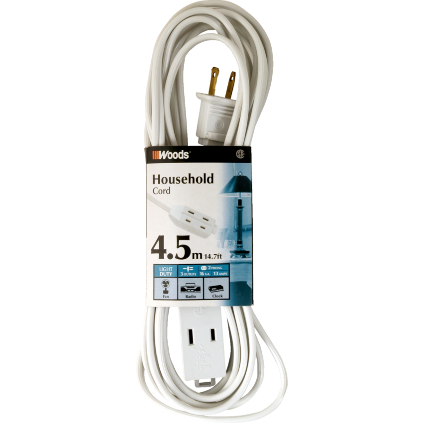Woods® Indoor Extension Cord 4.5 m/14.7 ft.