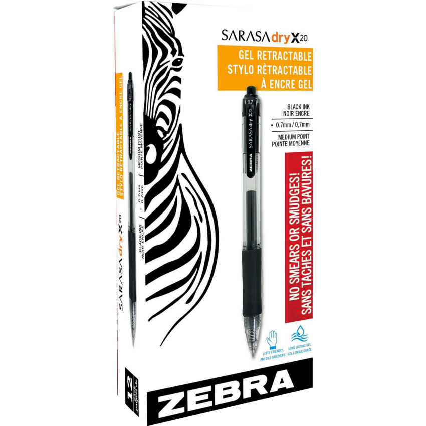 Zebra Sarasa™ Retractable Gel Pens 0.7 mm Black 12/box