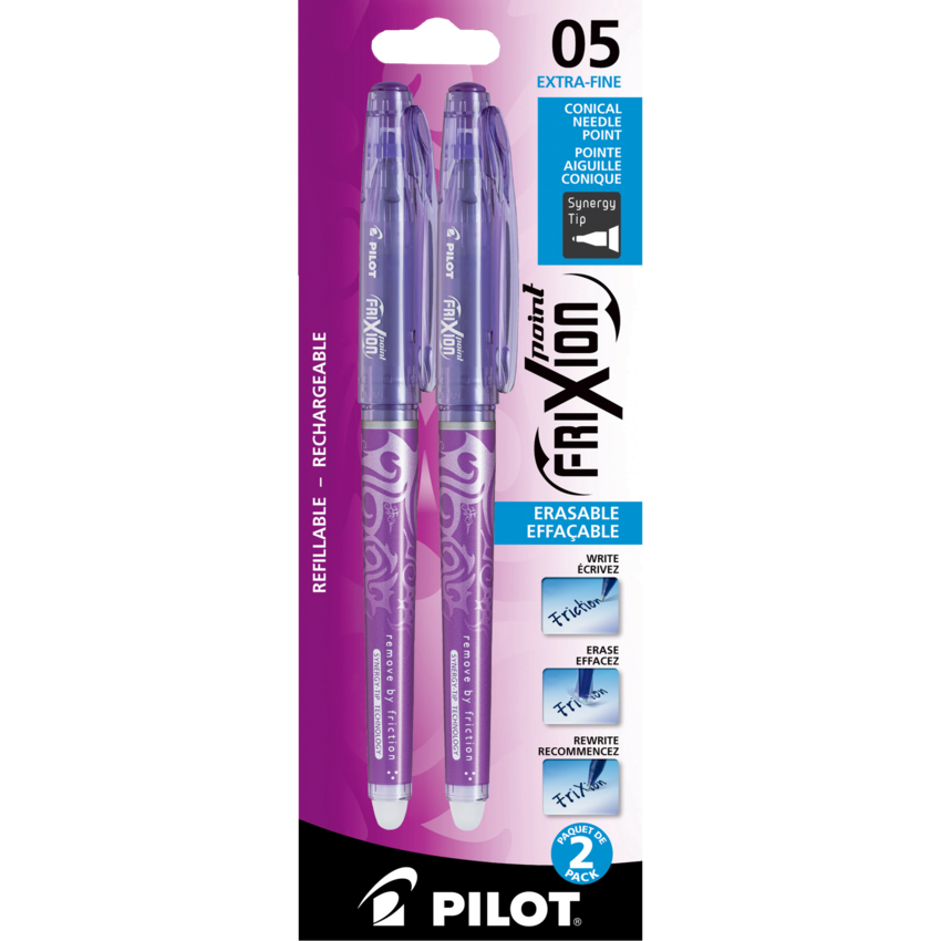 Pilot® FriXion® Point Erasable Gel Pen 0.5mm Purple 2/pkg