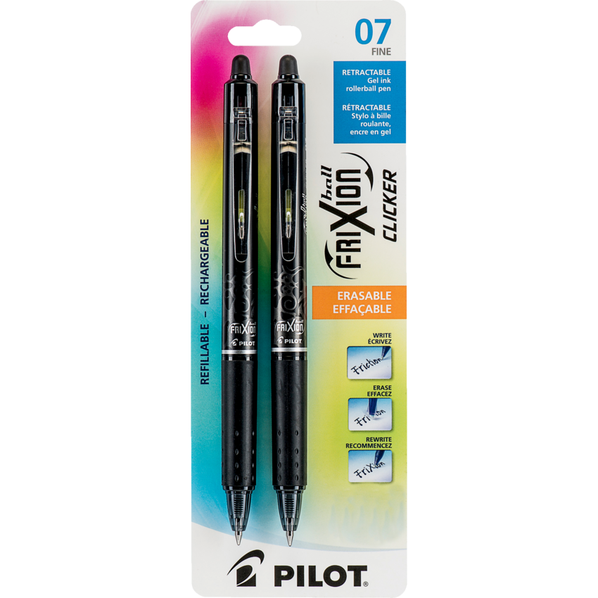 Pilot® FriXion® Ball Clicker Retractable Erasable Gel Pen 0.7 mm Black 2/pkg