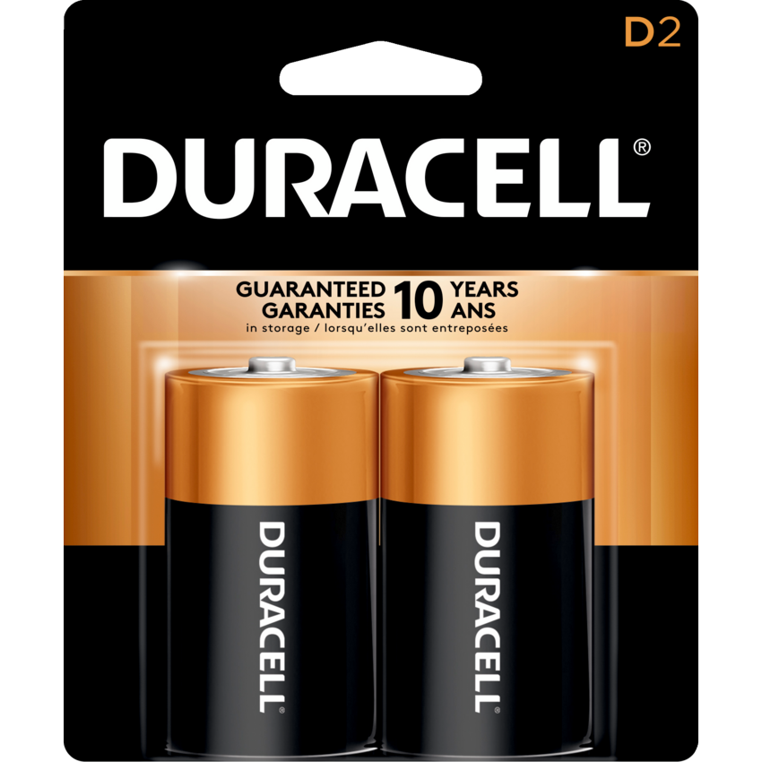 Duracell® CopperTop® Batteries "D" 2/pkg