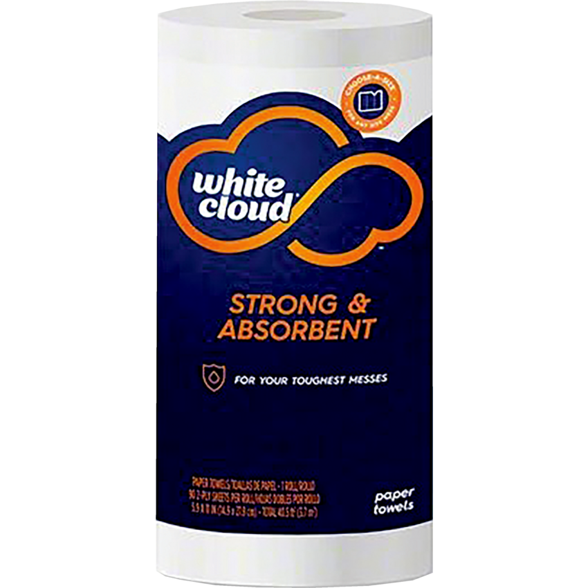 White Cloud® Strong & Absorbent™ Kitchen Towel 2-ply White 90 sheets/roll 24 rolls/pkg
