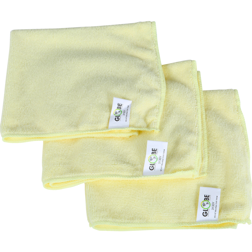 Globe™ Microfibre Cloth 14" x 14" Yellow 10/pkg