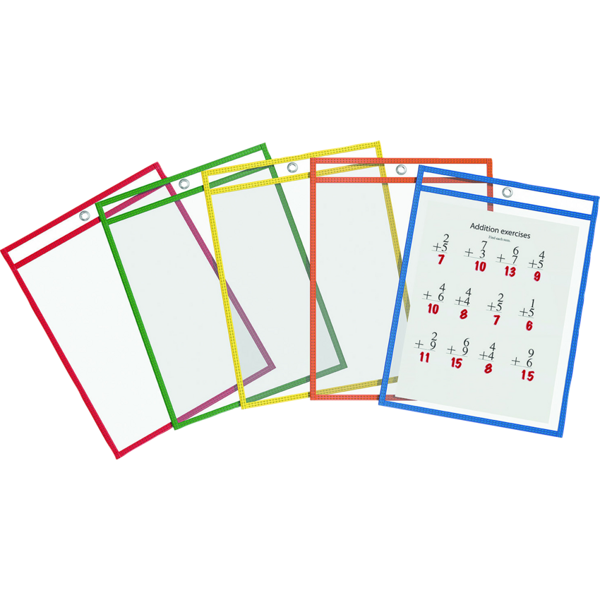 Davis Group QuickFit® Educational Dry-Erase Pockets 9" x 12" Assorted Colours 10/pkg